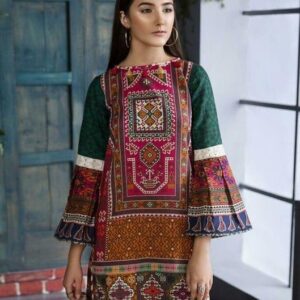 Multicolor Swiss Lawn Printed Shirt for Women