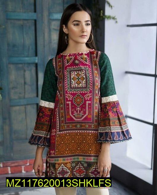 Multicolor Swiss Lawn Printed Shirt for Women — alternate view