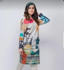 Multicolor Swiss Lawn Printed Shirt for Women