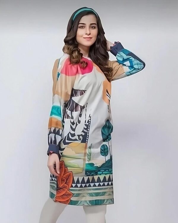 Multicolor Swiss Lawn Printed Shirt for Women