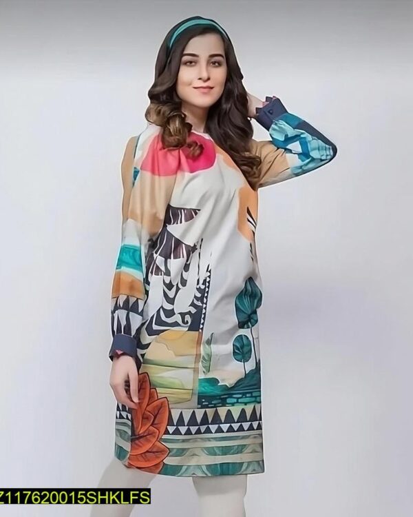 Multicolor Swiss Lawn Printed Shirt for Women — alternate view