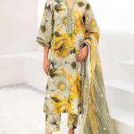Premium Yellow Digital Print Lawn 3 Piece Suit view 1