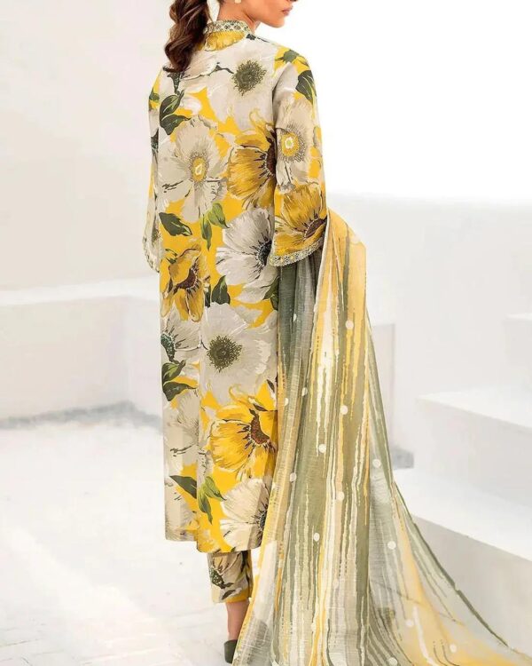 Premium Yellow Digital Print Lawn 3 Piece Suit — alternate view