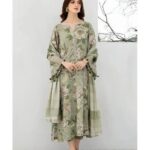 Elegant Floral Printed Anarkali Suit Green 3 Piece Set view 1