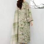 Elegant Floral Printed Anarkali Suit Green 3 Piece Set view 2