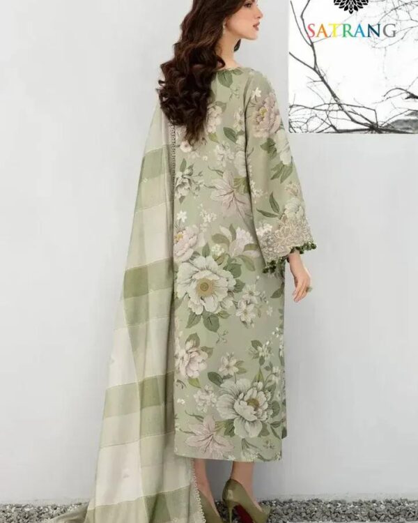 Elegant Floral Printed Anarkali Suit Green 3 Piece Set — alternate view
