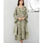 Elegant Floral Printed Anarkali Suit Green 3 Piece Set view 4