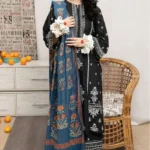 Elegant Black Embroidered Lawn 3 Piece Suit with Digital Print Dupatta view 1