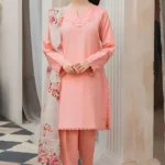 Peach Embroidered Lawn 3 Piece Suit view 1