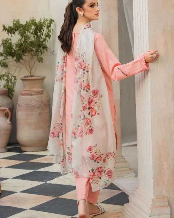 Peach Embroidered Lawn 3 Piece Suit — alternate view