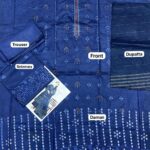 Elegant Navy Blue Embroidered Lawn 3 Piece Suit for Women view 5