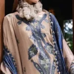 Elegant Blue Beige Embroidered Lawn Suit 3 Piece Set for Women view 3