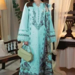 Elegant Light Blue Embroidered Kurta Set 3 Piece Suit for Women view 1