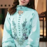 Elegant Light Blue Embroidered Kurta Set 3 Piece Suit for Women view 2