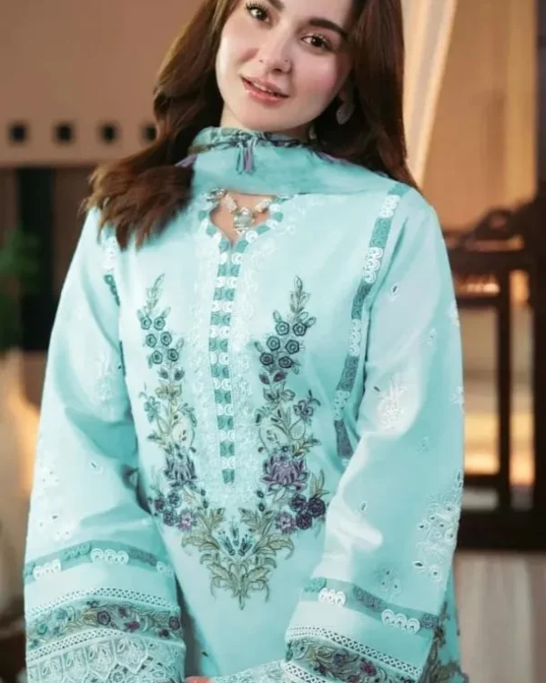 Elegant Light Blue Embroidered Kurta Set 3 Piece Suit for Women — alternate view