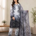 Elegant Black Printed Lawn 3 Piece Suit for Women view 1