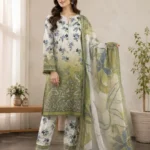 Elegant Floral Green Kurta Set 3 Piece Suit for Women view 1