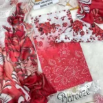 Elegant Red Printed Lawn 3 Piece Suit for Women view 2