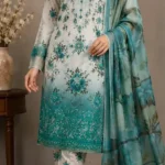 Elegant Green Printed Lawn 3 Piece Suit for Women view 1